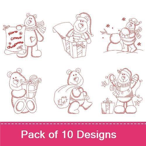 Redwork Christmas Bear