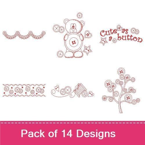 Redwork Cute As A Button