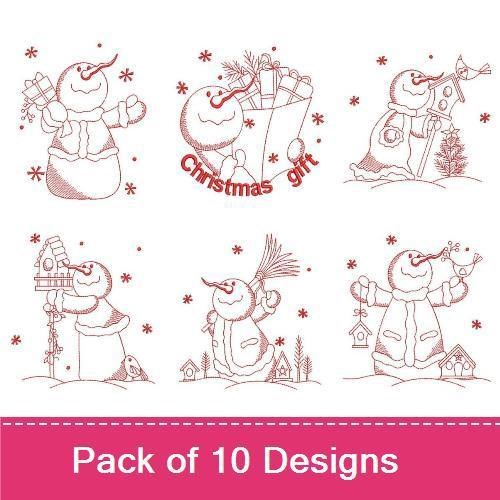 Redwork Winter Snowman