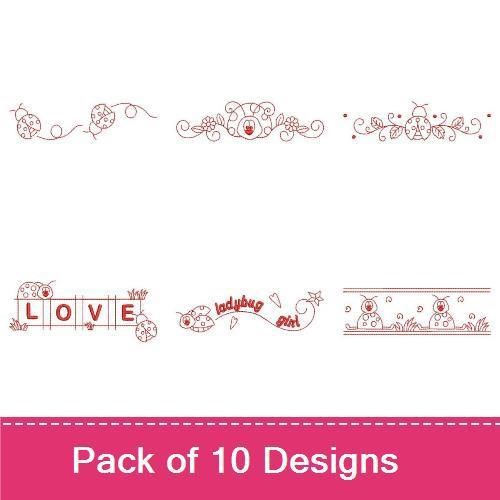 Redwork Ladybug Borders