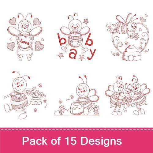 Redwork Bee