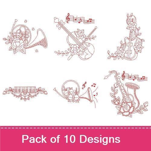 Redwork Flower Musical Instruments
