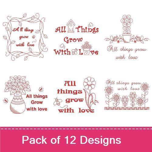 Redwork All Things Grow With Love