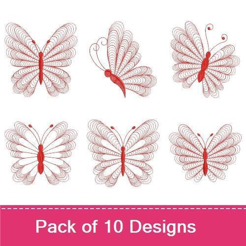 Redwork Rippled Butterfly