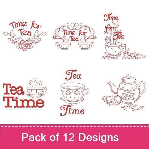 Redwork Time For Tea