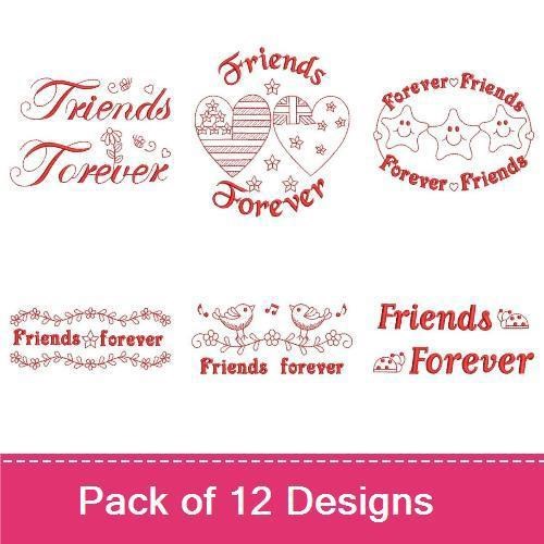 Redwork Friends For Ever