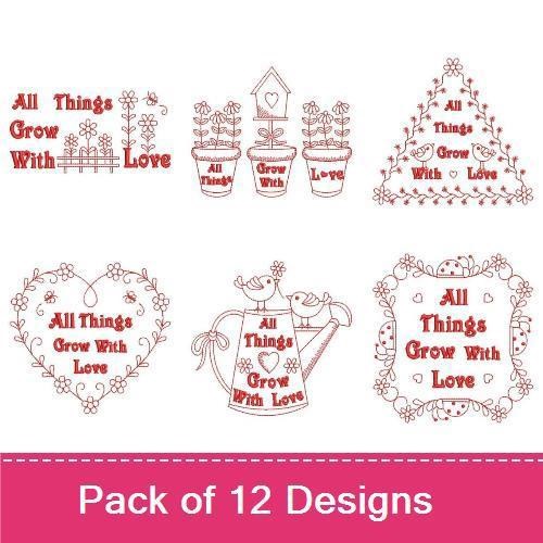 Redwork All Things Grow with Love
