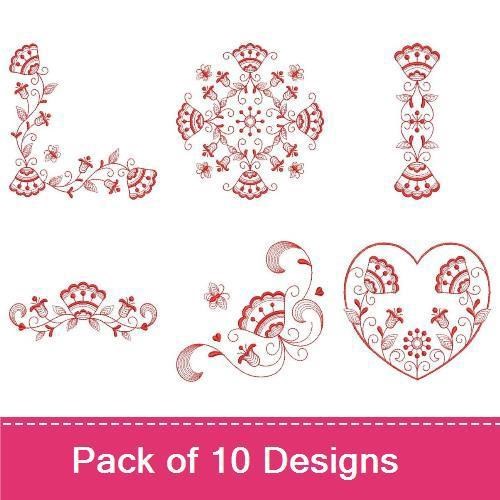 Redwork Heirloom Flowers