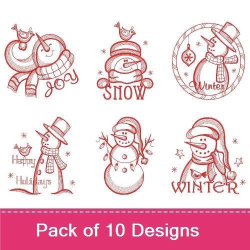Redwork Winter Snowman