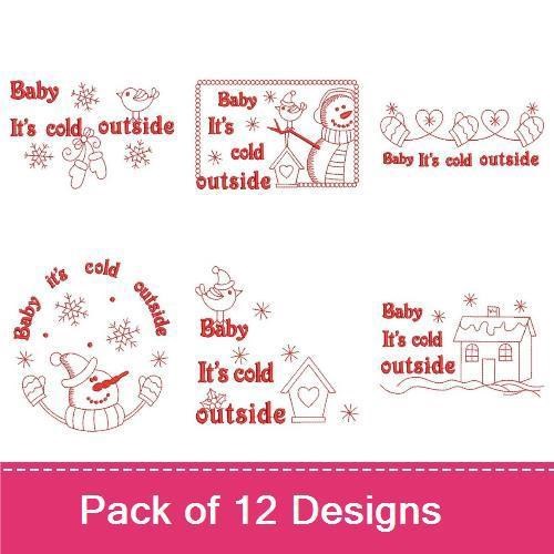 Redwork Its Cold Outside
