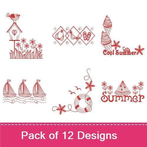 Redwork Summer