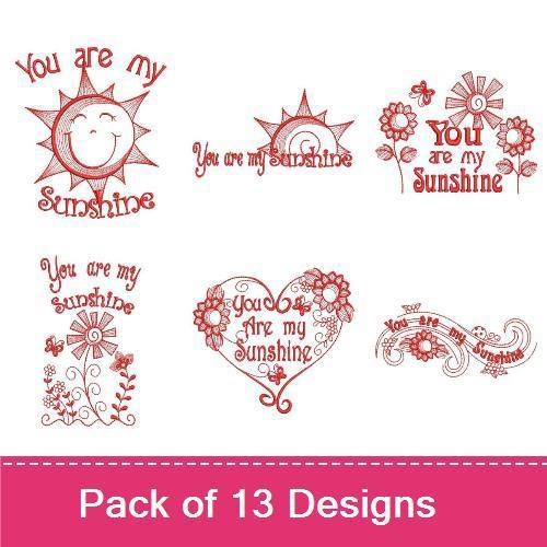 Redwork You Are My Sunshine