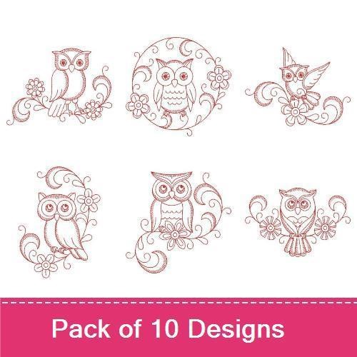 Redwork Baby Owls