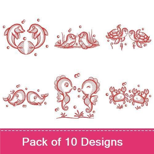 Redwork Sea Animals