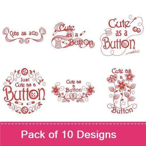 Redwork Cute as a Button