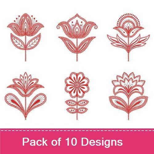 Redwork Fancy Flowers
