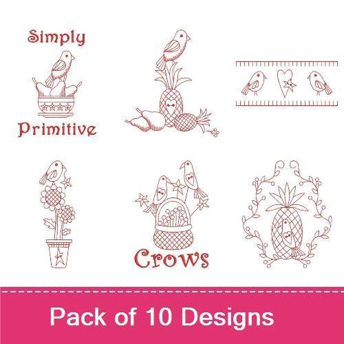 Redwork Primitive Crow