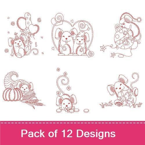 Redwork Holiday Mouse
