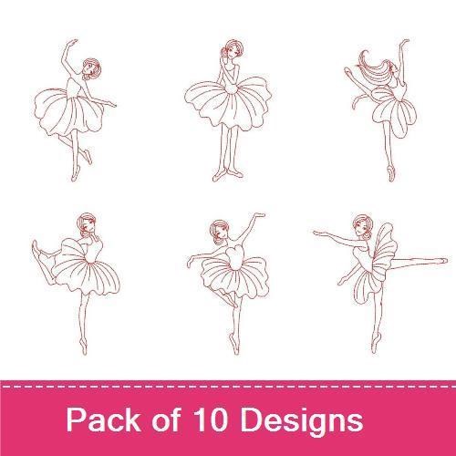 Redwork Ballet Girls