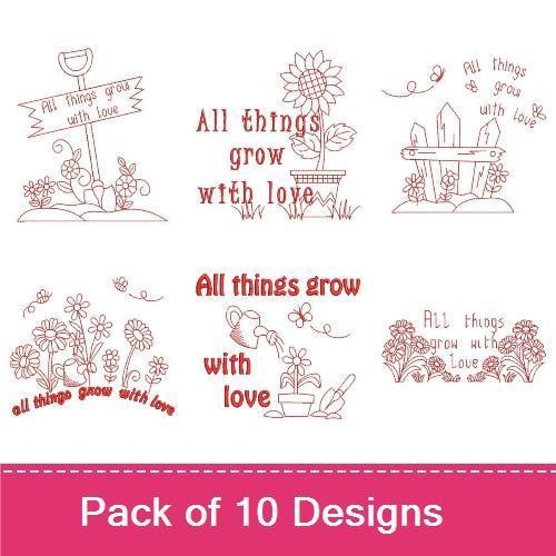 Redwork All Things Grow With Love