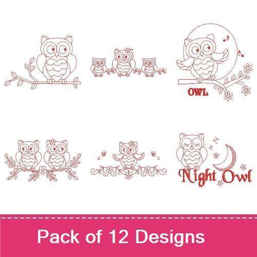 Redwork Owls