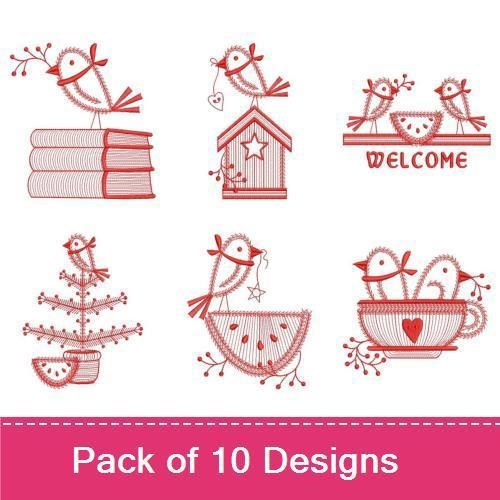 Redwork Welcome Bird