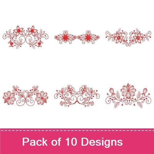 Redwork Flower Border