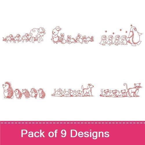 Farmyard Friends Redwork Embroidery Bundle – Chicken, Duck & More (9 Designs)