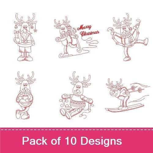 Redwork Christmas Reindeer