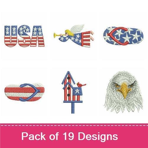 Applique Patriotic USA Embroidery Bundle – USA Flag, Uncle Sam Hat, Liberty Bell & More (19 Designs)