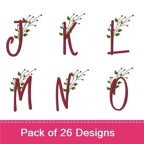 Elegant Floral Alphabet Embroidery Bundle – B with Flowers, C with Flowers, H with Flowers & More (26 Designs)