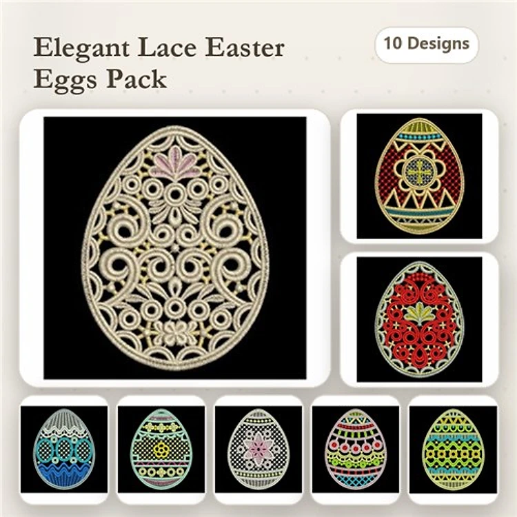 FSL Easter Egg Embroidery Bundle – Floral, Geometric, Swirls, Zigzag & More (10 Designs)