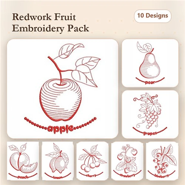 Redwork Fruits