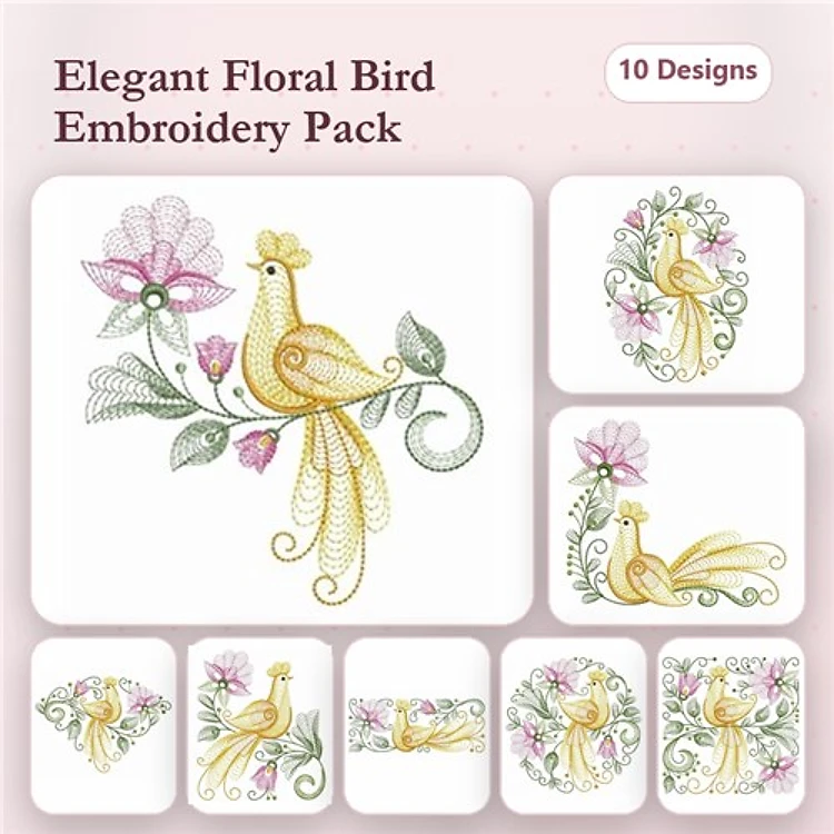 Rippled Floral Birds