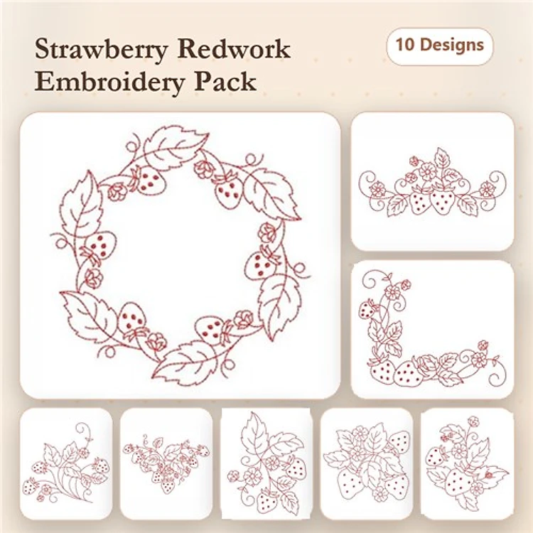 Redwork Yummy Strawberries