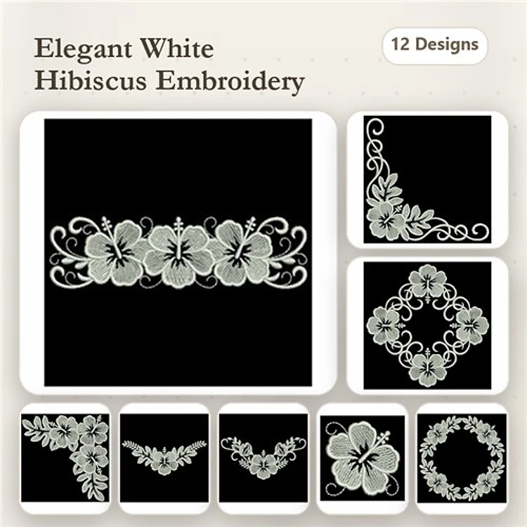 White Work Hibiscus