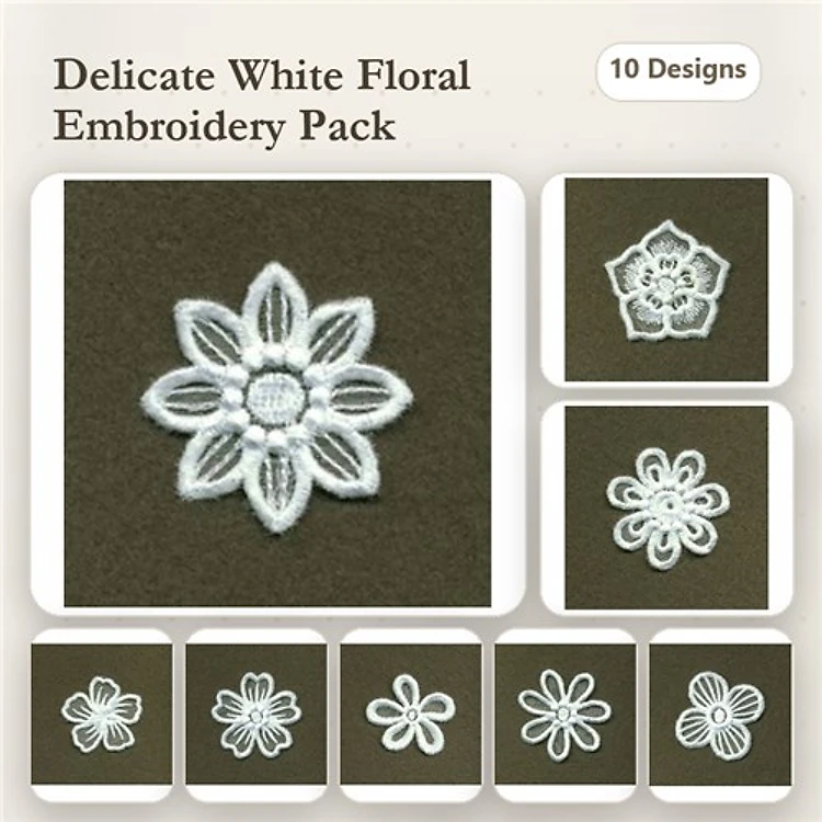 FSL Floral Lace Embroidery Bundle – Delicate Floral Designs (10 Designs)