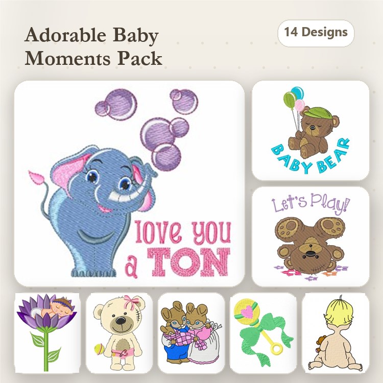 Baby Bear & Teddy Bear Embroidery Bundle – Cute Designs (14 Designs)