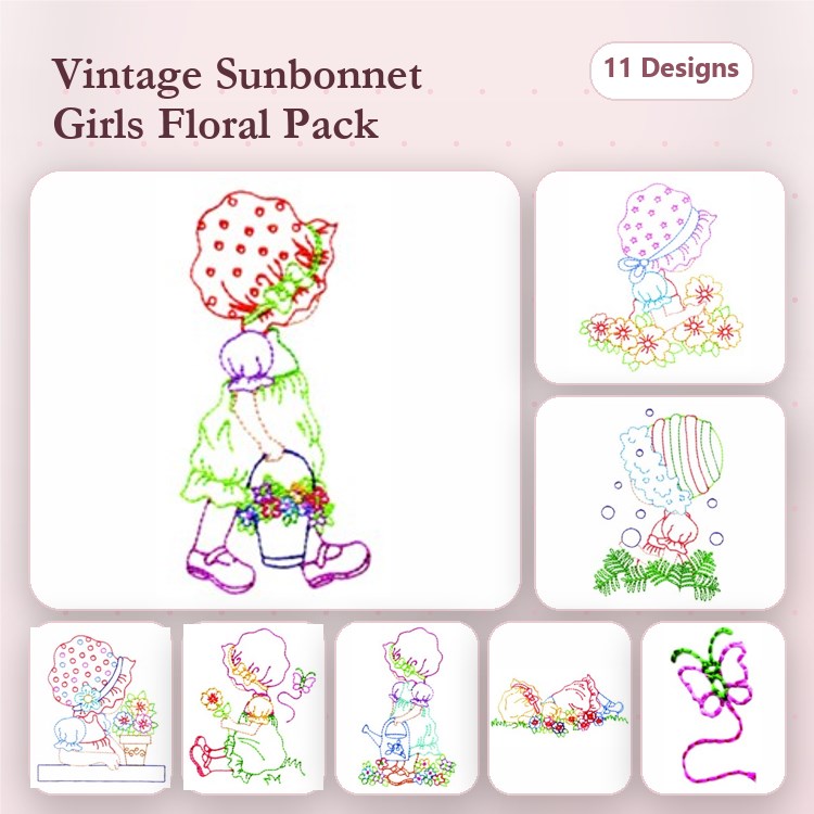 Colorful Sunbonnet Girls