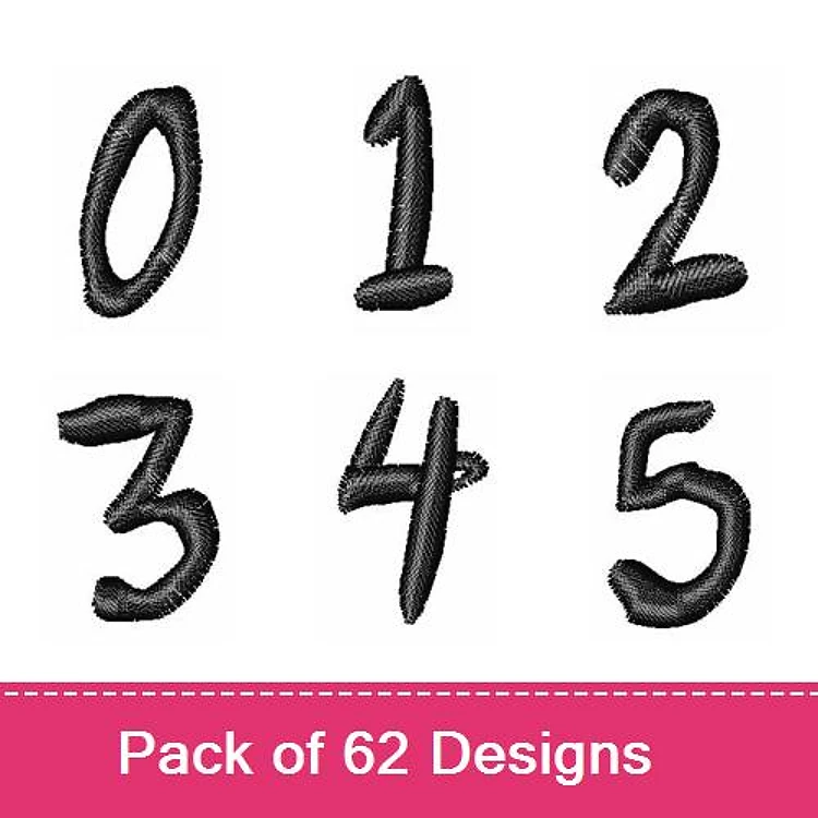 Embroidered Numbers Embroidery Designs Bundle – Number 0, Number 1, Number 2, Number 3 & More (62 Designs)