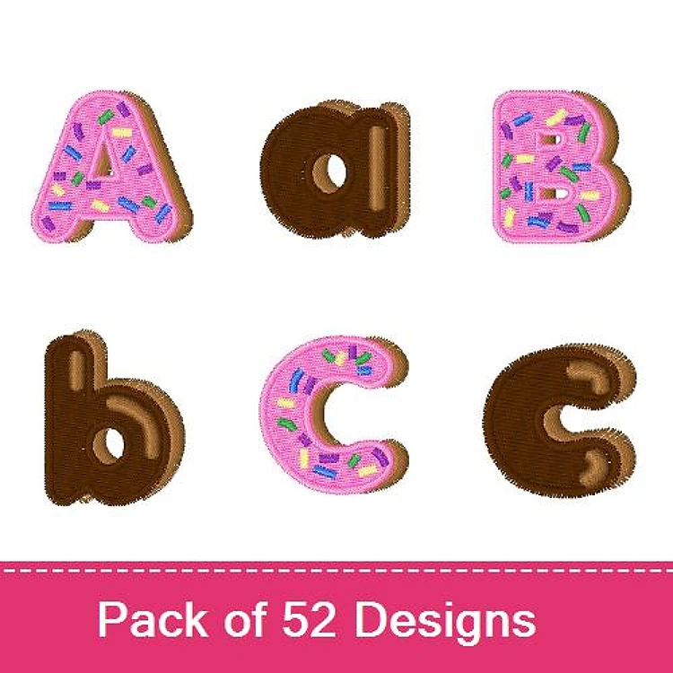 Applique Donut Alphabet Embroidery Designs Bundle – A Donut, B Donut, C Donut & More (52 Designs)