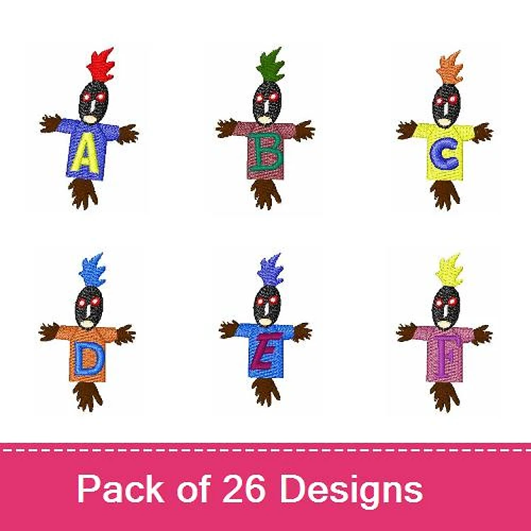 Scarecrow Characters Embroidery Designs Bundle – Scarecrow A, Scarecrow B, Scarecrow C & More (26 Designs)