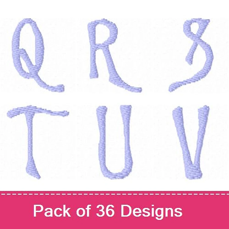 Satin Font Letters Embroidery Designs Bundle – Q, R, S, T, U, V & More (36 Designs)