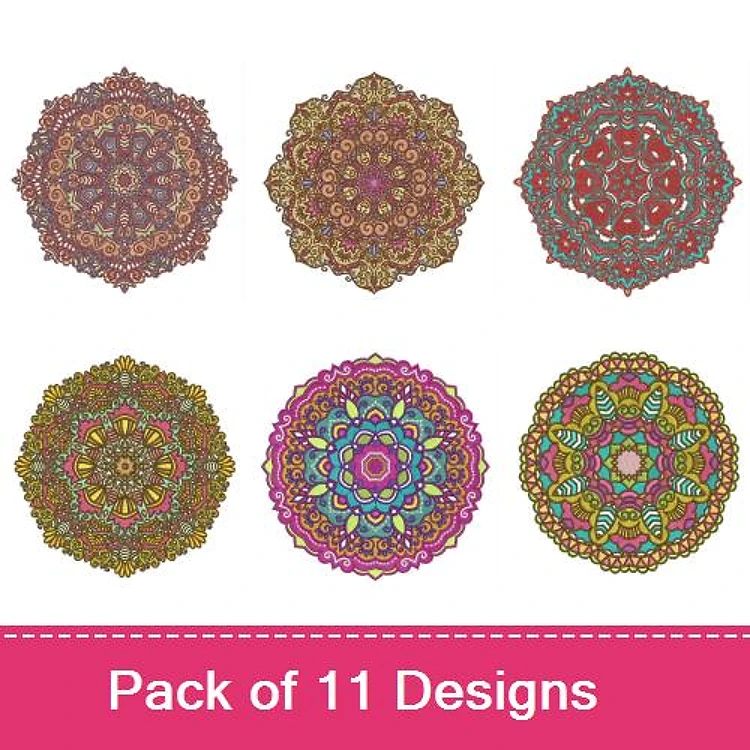 Mandala Embroidery Bundle – Colorful Mandalas 1-11 & More (11 Designs)