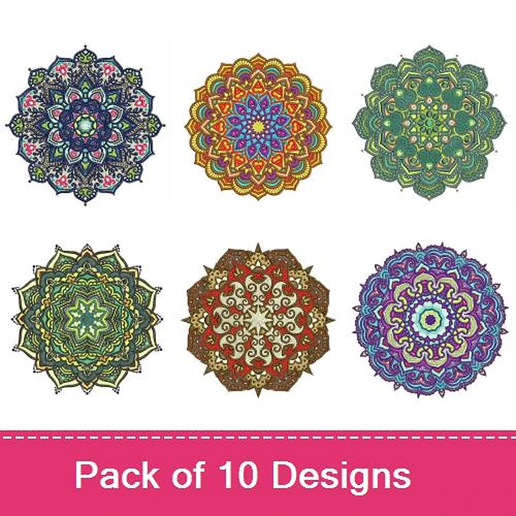Colorful Mandala Embroidery Bundle – Colorful Mandala 1, Colorful Mandala 2, Colorful Mandala 3 & More (10 Designs)