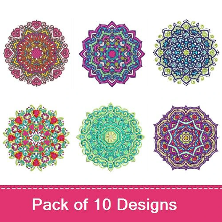 Mandala Embroidery Bundle – Colorful Mandala 1, Colorful Mandala 2, Colorful Mandala 3 & More (10 Designs)