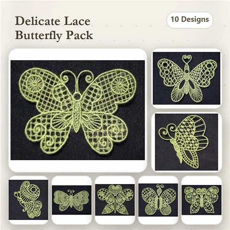 FSL Butterfly Embroidery Bundle – Lace Butterfly 1, Lace Butterfly 2, Lace Butterfly 3 & More (10 Designs)