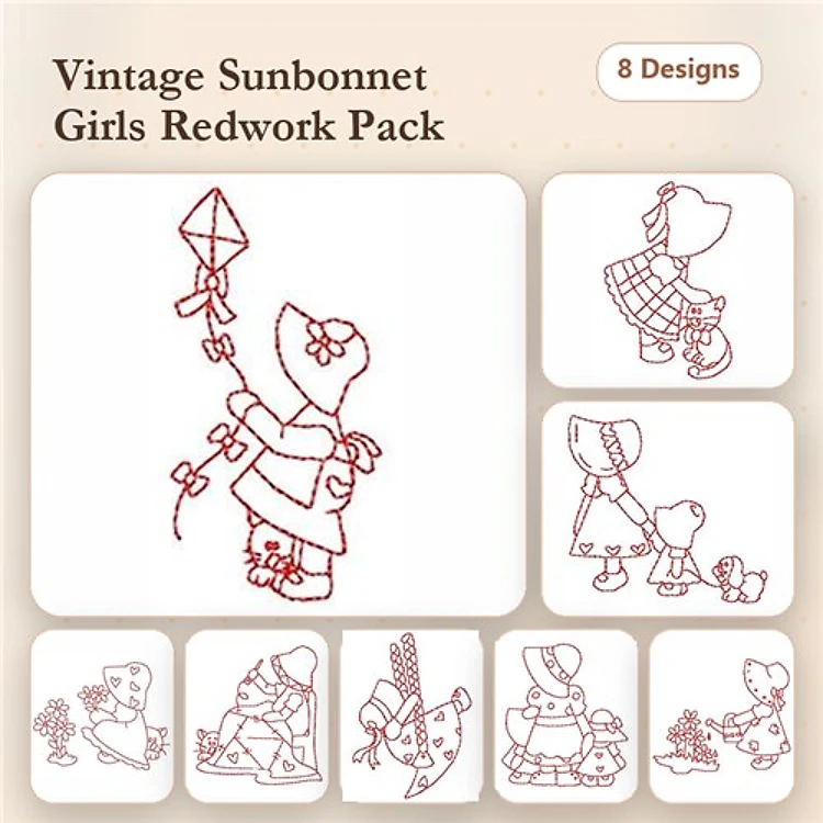 Cute Girl Embroidery Bundle – Adorable Designs (8 Designs)