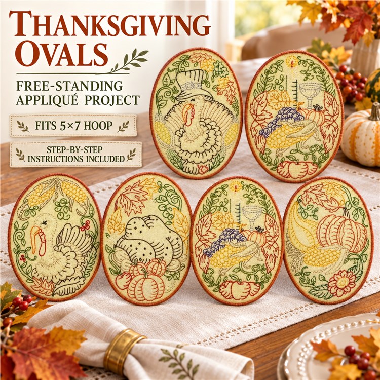 Vintage Autumn Harvest Embroidery Designs Bundle – Pumpkins, Turkey, Scarecrow & More (10 Designs)