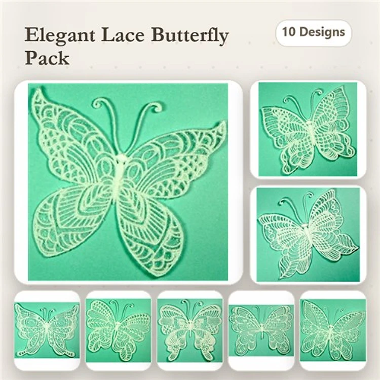 FSL Lace Butterflies Embroidery Designs Bundle – Intricate Butterfly Patterns & More (10 Designs)